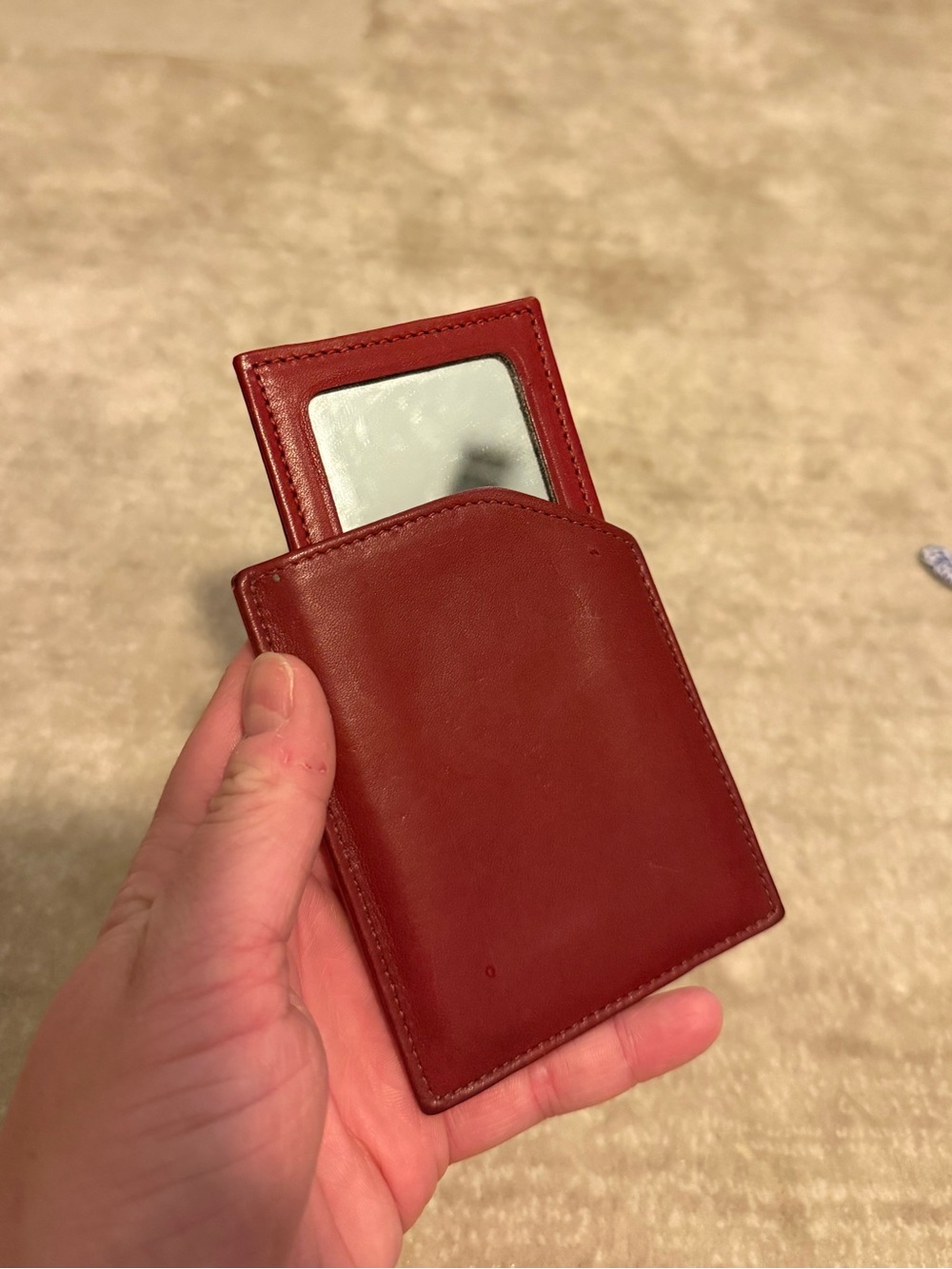 Coach Red Leather Compact Mirror with Case